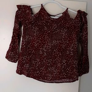 Red floral off the shoulder blouse size 11/12 girl